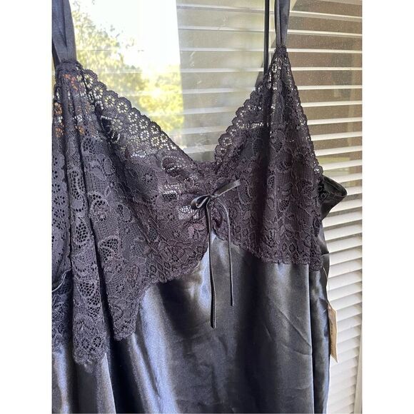 NWT Vintage Y2K Morgan Taylor Intimates Slip Chemise Lingerie Black 3X - Picture 6 of 13